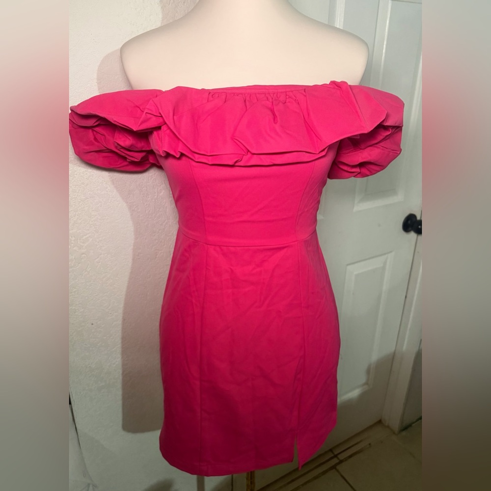 SHEIN Strapless Pink Ruffle Dress - Picture 8 of 12
